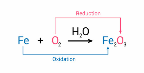 redox reaction. oxidation and reduction reactions. vector illustration isolated on white background.