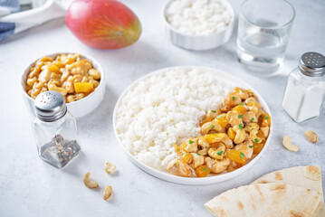 Mango Teriyaki chicken with rice in a plate