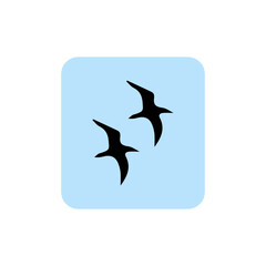 Vector icon of two identical birds on a blue isolated background