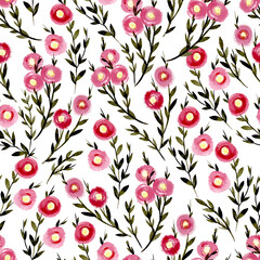 Seamless watercolor vintage pattern with flowers.