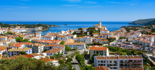 Fototapeta na wymiar Panorama of Cadaques town, Costa Brava, Spain
