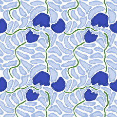 Illustration of modern exotic plants in blue.