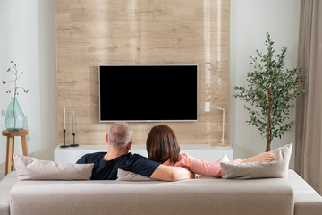 modern living room partners in front of the TV