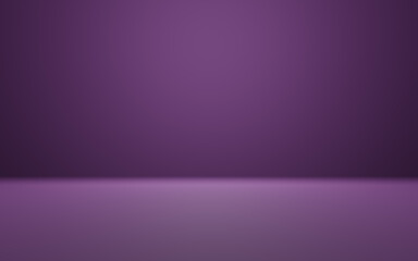Abstract purple and gradient light background with studio backdrops. Blank display or clean room for showing product. Realistic 3D render.