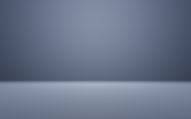 Abstract blue and gradient light background with studio backdrops. Blank display or clean room for showing product. Realistic 3D render.