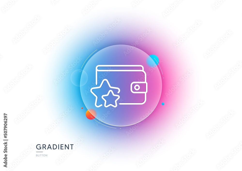 Poster loyalty program line icon. gradient blur button with glassmorphism. bonus points. discount wallet sy