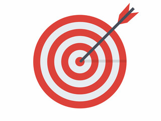 Arrow and target for success. Business and success illustration. Accuracy and competition icon, dart and sport. Circle symbol and target, concept of sprot and red target. Isolated design. Vector.