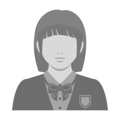 表情なしの人物 白黒のカットイラスト素材 / 制服の女子学生