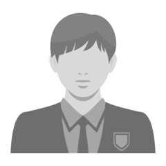 表情なしの人物 白黒のカットイラスト素材 / 制服の男子学生