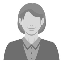 表情なしの人物 白黒のカットイラスト素材 / シニアの女性
