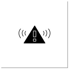 Triangle danger sign glyph icon. Caution. Exclamation, alert. Alarm loud sign. Error message. Warnings concept.Filled flat sign. Isolated silhouette vector illustration