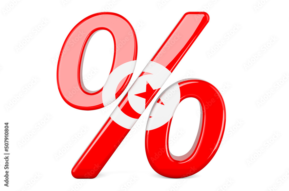 Poster percent with tunisian flag, 3d rendering