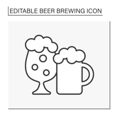  Drink line icon. Craft beers. Bar. Beer brewing concept. Isolated vector illustration. Editable stroke