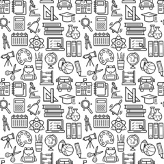 Seamless pattern with school icons. Vector illustration