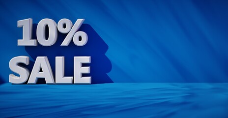 3D rendering of text ten percent sale. 