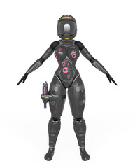 coolest astronaut girl in white background