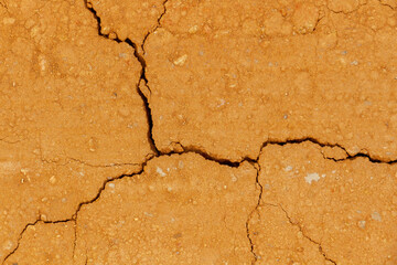 Texture or background flattened and cracked clay earth
