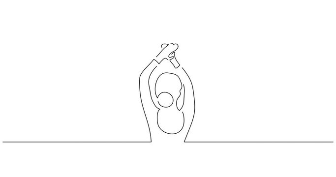 Flamenco dancer in line art animation. Video footage of a woman dancing traditional spanish music. Black linear video on white background. Animated gif illustration design.
