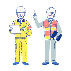 土木・建築関連の仕事をする男性2人
