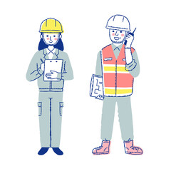 土木・建築関連の仕事をする男女
