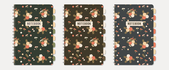 Flower bouquet notebook cover collection - seamless floral pattern. Stationery, cover, decoration, planner and others