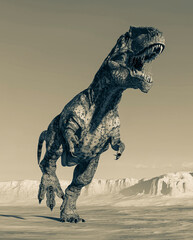 giganotosaurus is running on sunset desert © DM7