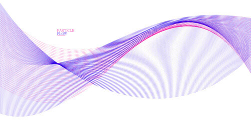 Smooth background with wave of flowing particles abstract vector art, easy and soft relaxing curve lines dots in motion, airy and soft illustration.