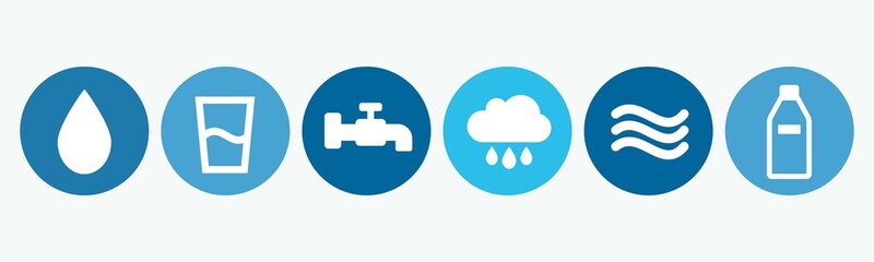 Big set with water icon isolated on white background.