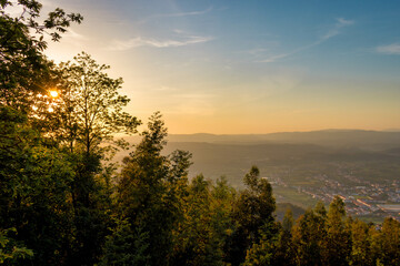 Fototapeta na wymiar Sunset on top of a mountain