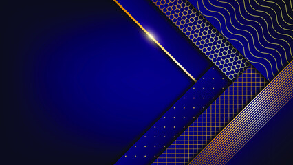 Blue and gold geometric background. Vector illustration.