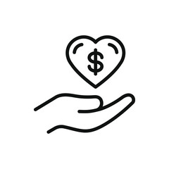 Donation icon line style isolated. on white background. Vector illustration
