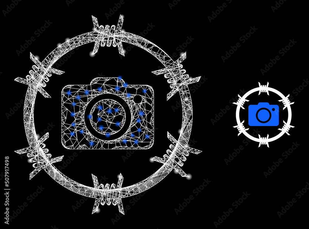 Poster net photo arrest frame illustration with light spots. illuminated vector model is created from photo