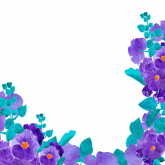 Obraz na płótnie Canvas Frame with watercolor violet flowers.