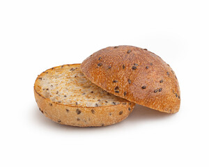 whole wheat burger and sandwich bun on white isolated background