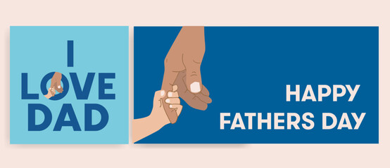 Happy Father's Day greeting card. father and son, father and daughter vector illustration. I love dad.