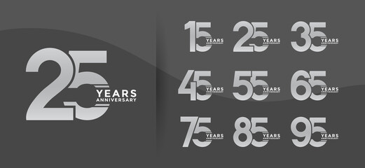 set anniversary logotype style with silver color on black background for celebration moment