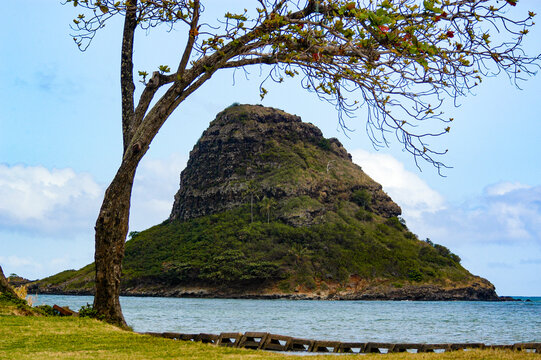 Mokolii, also known as Chinaman's Hat, is a small beautiful island in Kaneohe Bay on the island of Oahu, Hawaii.