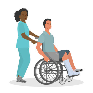 nurse pushing patient in wheelchair clip art preview