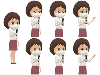 [Microphone A] African American Woman shirts bob haircut oblique angle