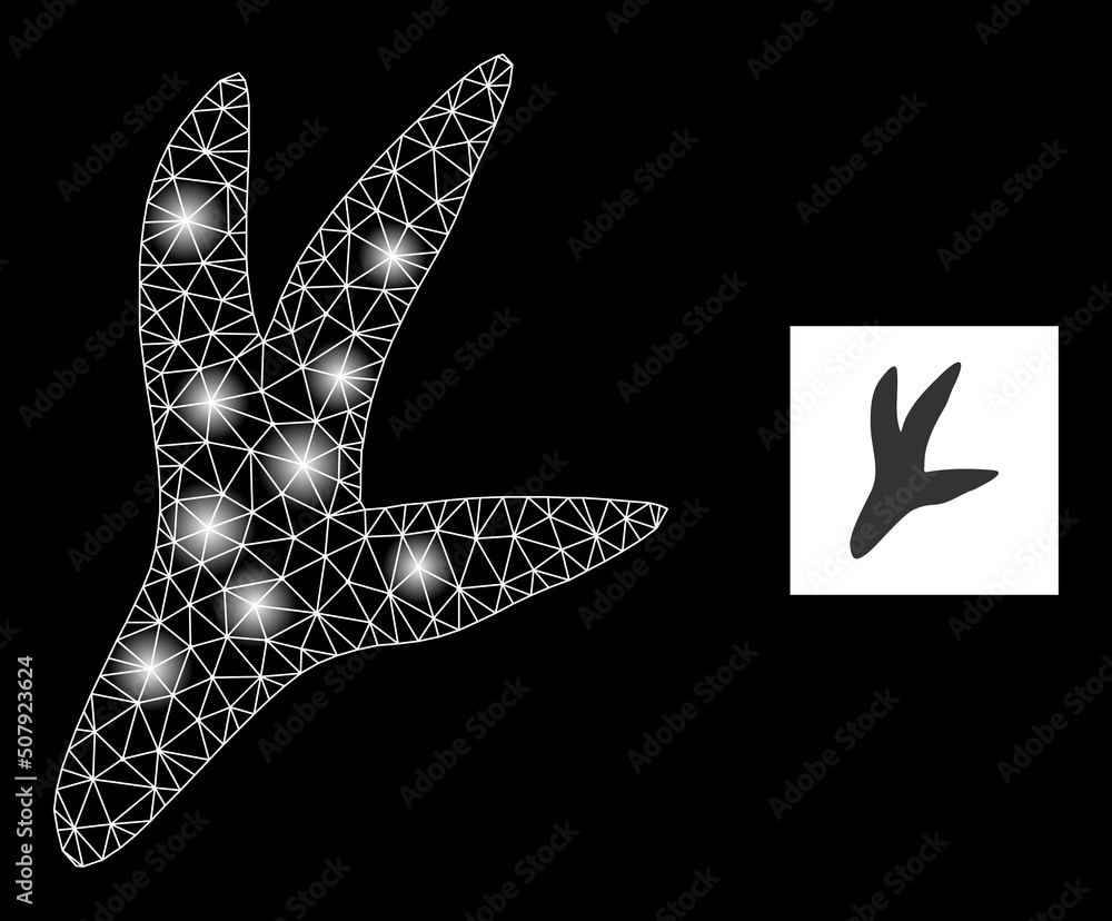 Poster flare network bird step constellation icon with light spots. illuminated vector constellation based 