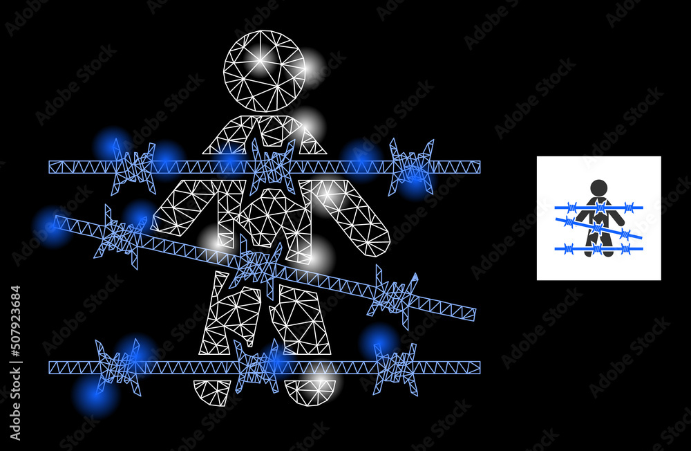Poster glowing mesh man arrest constellation icon with lightspots. illuminated vector constellation based o