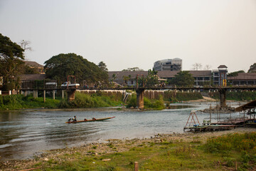 A beautiful panoramic view of Vang Vieng in Laos.