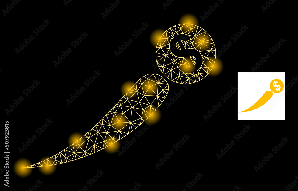 Poster flare network growing price glare icon with light spots. illuminated vector constellation based on g