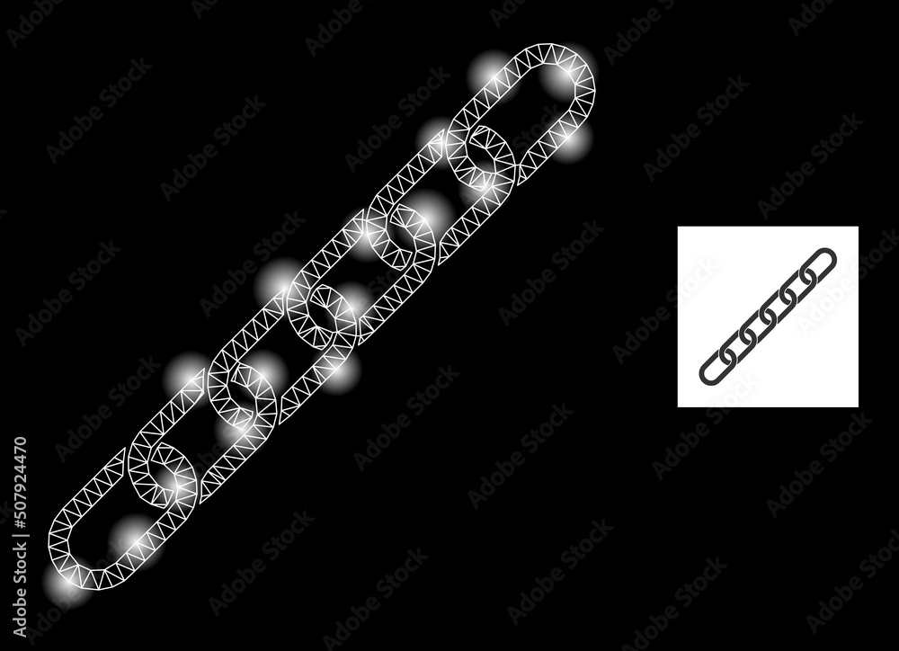 Poster bright mesh chain constellation icon with lightspots. illuminated vector constellation based on chai