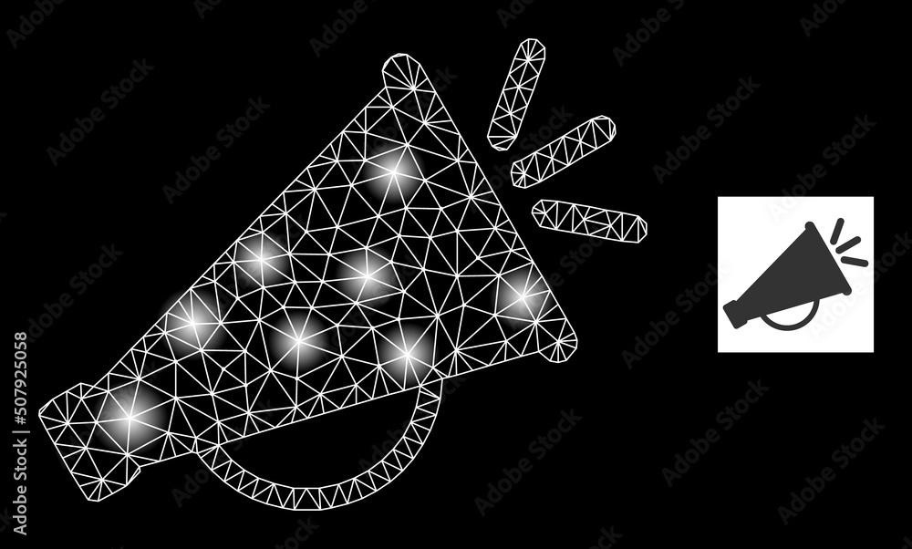 Poster bright net advertisement megaphone constellation icon with light spots. illuminated vector constella
