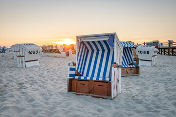 Sunset on the beach, Sankt Peter-Ording, North Sea, Schleswig-Holstein, Germany