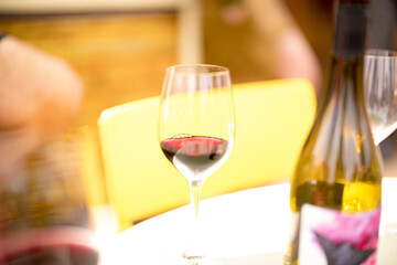 pouring wine into glass