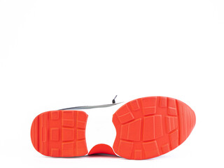 Sole for shoes, bottom view. Shoe sole close-up isolated on white background. place for text. Element of boots. Concept of production of shoe.