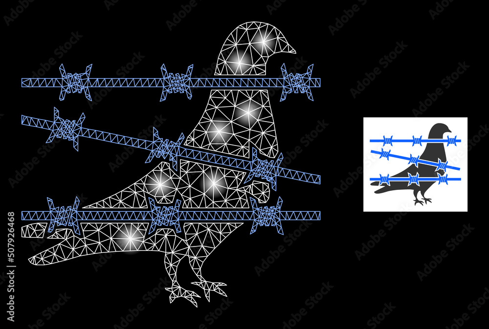 Poster flare network bird jail constellation icon with lightspots. illuminated vector constellation based o