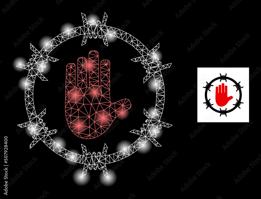 Poster bright mesh stop jail constellation icon with lightspots. illuminated vector constellation is create